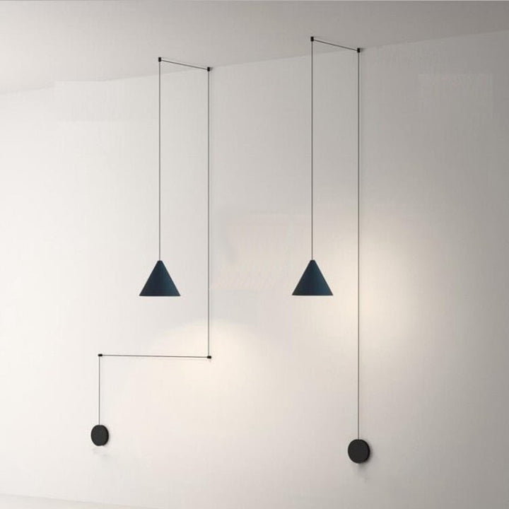 Modern Light Black Metal Long Wire Cone Shape Pendant Lamp Kitchen Island Hanging Lamp Bedside Suspension Lighting