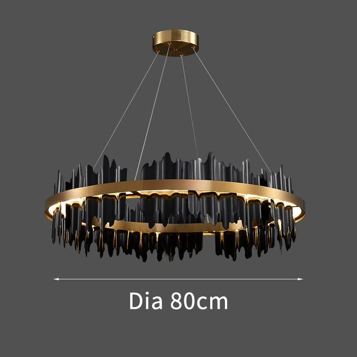 Modern Creative Circle LED Chandelier With Remote Control Black Gold Hanging Lamp For Living Room Lobby Hotel Light Fixtures