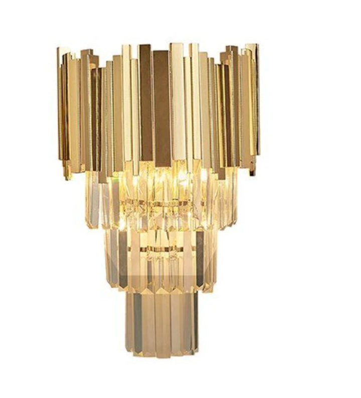 Post-Modern Crystal Wall Sconce – Luxury Warm Light for Hallway, Bedroom, or Bedside