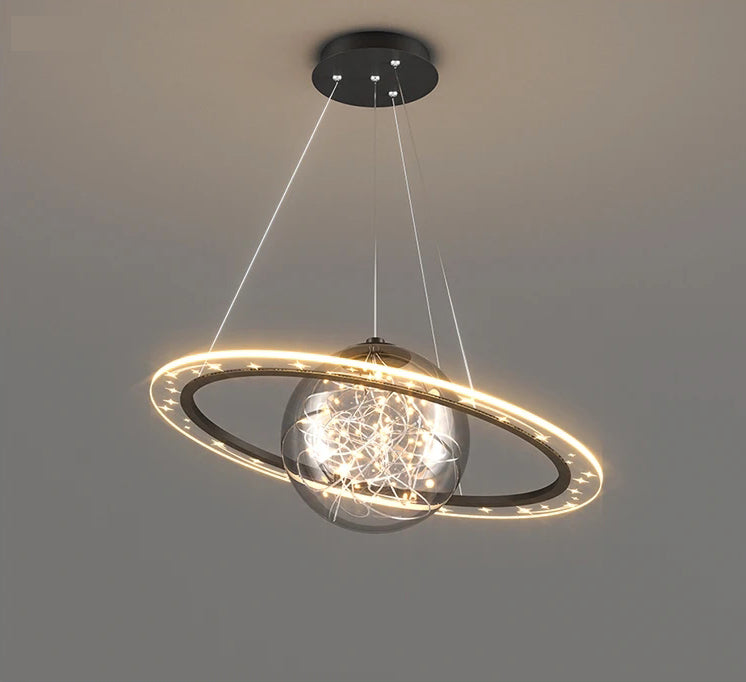 Nordic LED Modern Golden Round Planet Chandelier - Living, Dining and Bedroom Décor Lighting