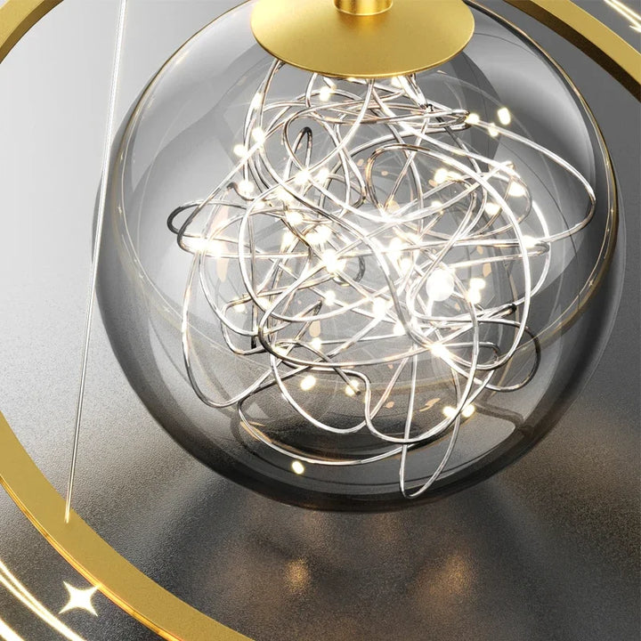 Nordic LED Modern Golden Round Planet Chandelier - Living, Dining and Bedroom Décor Lighting