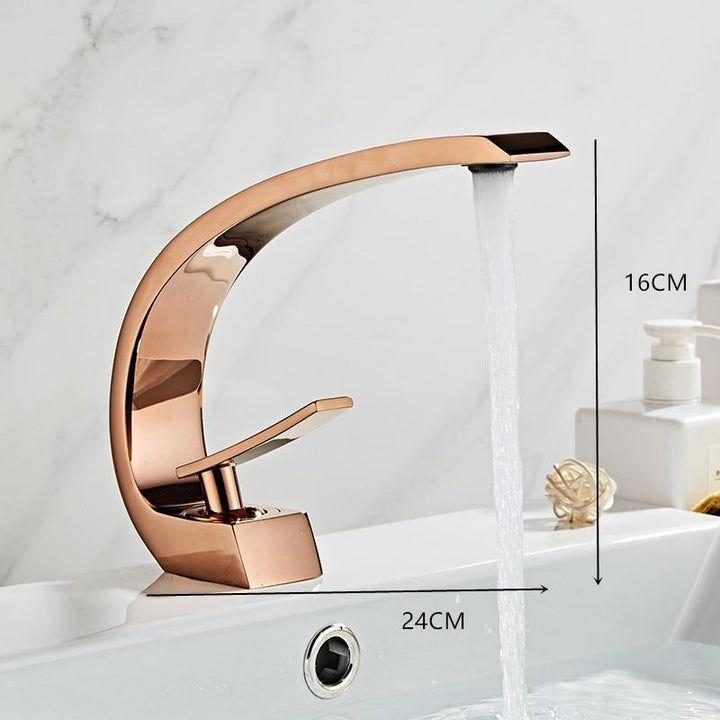 Basin Faucet Modern Bathroom Mixer Tap Black/Gold Washbasin Faucet Single Handle Hot and Cold Waterfall Faucet - ATY Home Decor