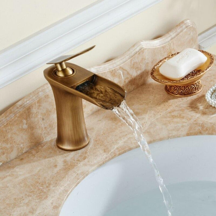 Basin Faucet Waterfall Bathroom Faucets Single handle Basin Mixer Tap Antique Faucet Brass Sink Water Crane Taps - ATY Home Decor