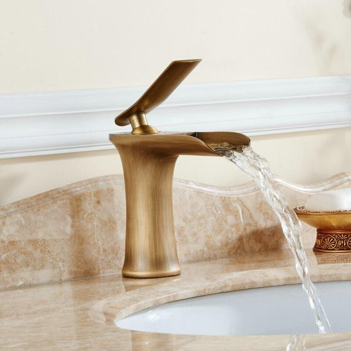 Basin Faucet Waterfall Bathroom Faucets Single handle Basin Mixer Tap Antique Faucet Brass Sink Water Crane Taps - ATY Home Decor