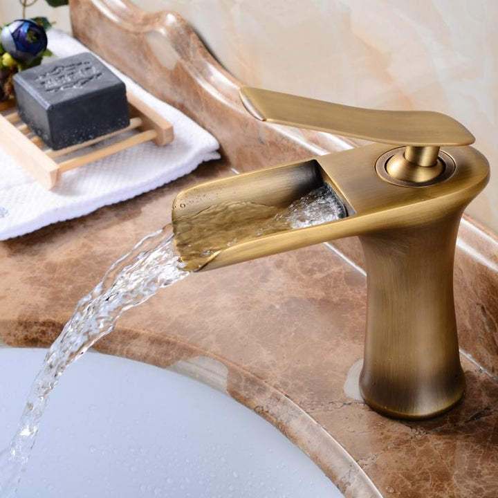 Basin Faucet Waterfall Bathroom Faucets Single handle Basin Mixer Tap Antique Faucet Brass Sink Water Crane Taps - ATY Home Decor