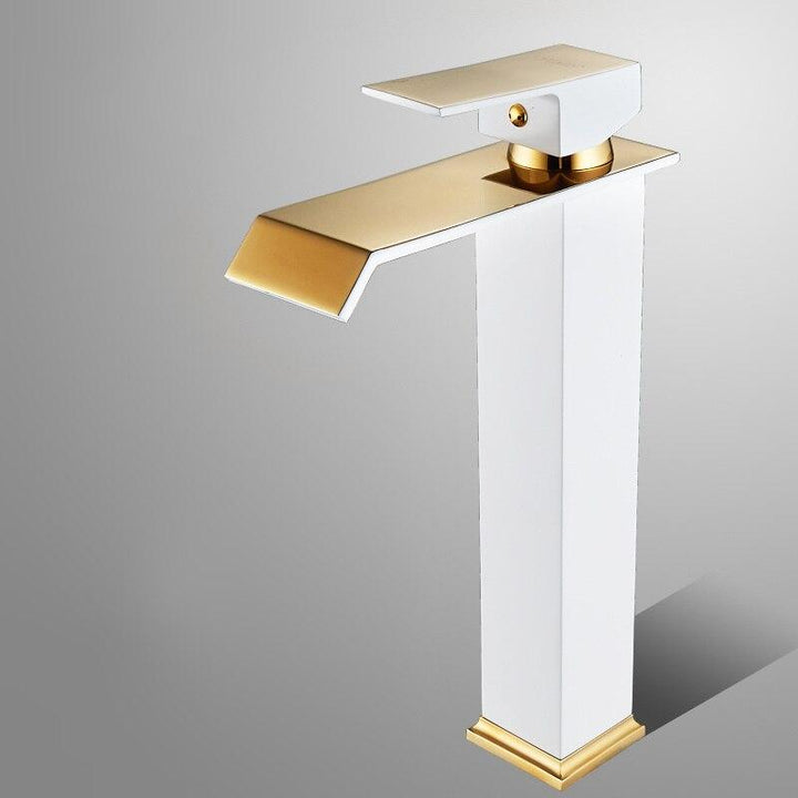 Basin Faucets Square Waterfall Bathroom Faucet Single Handle Basin Mixer Tap Bath Antique Faucet Brass Sink Water Crane Gold - ATY Home Decor