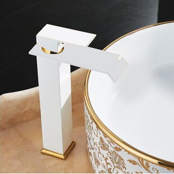 Basin Faucets Square Waterfall Bathroom Faucet Single Handle Basin Mixer Tap Bath Antique Faucet Brass Sink Water Crane Gold - ATY Home Decor