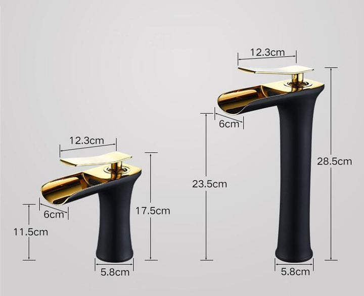 Basin Faucets Waterfall Bathroom Faucet Single Handle Basin Mixer Hot And Cold Black And Gold Faucet Brass Sink Water Crane - ATY Home Decor