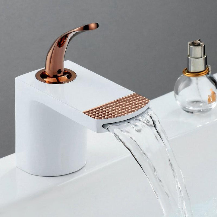 Basin Faucets White Gold Bathroom Faucet Hot and Cold Mixer Tap Black Brass Toilet Sink Water Crane Waterfall - ATY Home Decor