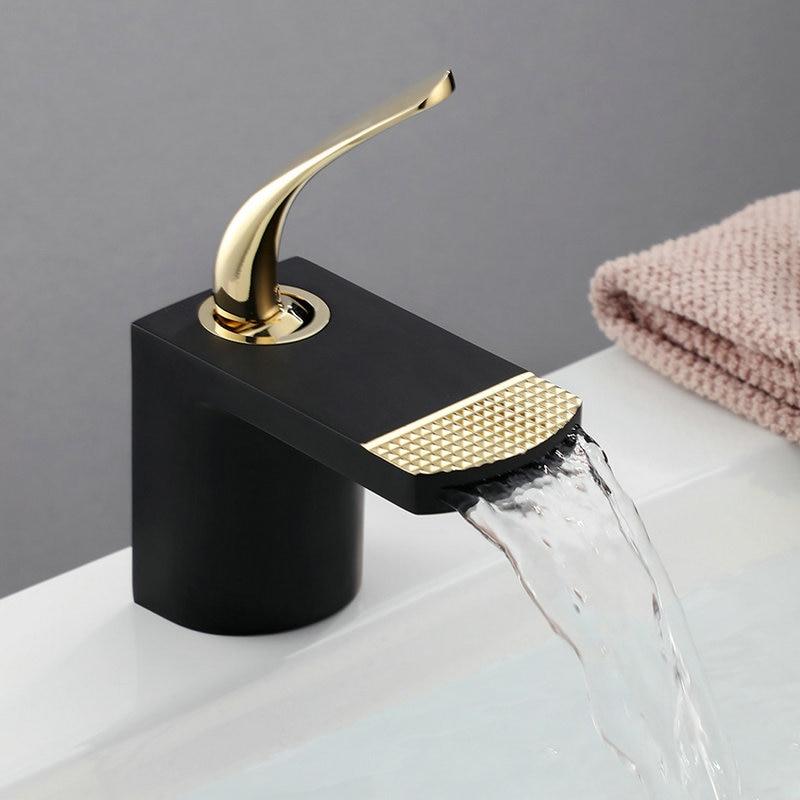 Basin Faucets White Gold Bathroom Faucet Hot and Cold Mixer Tap Black Brass Toilet Sink Water Crane Waterfall - ATY Home Decor