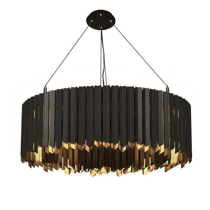 Black And Gold Round Stainless Steel Modern Chandelier For Dining Room Living Room - ATY Home Decor