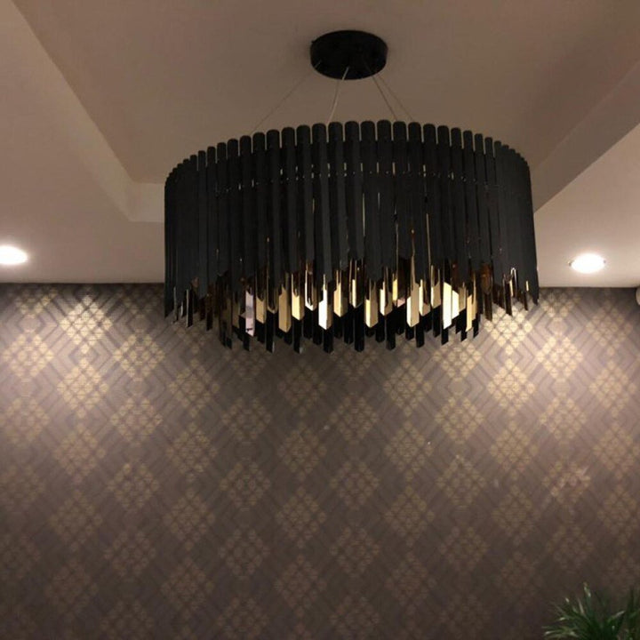 Black And Gold Round Stainless Steel Modern Chandelier For Dining Room Living Room - ATY Home Decor