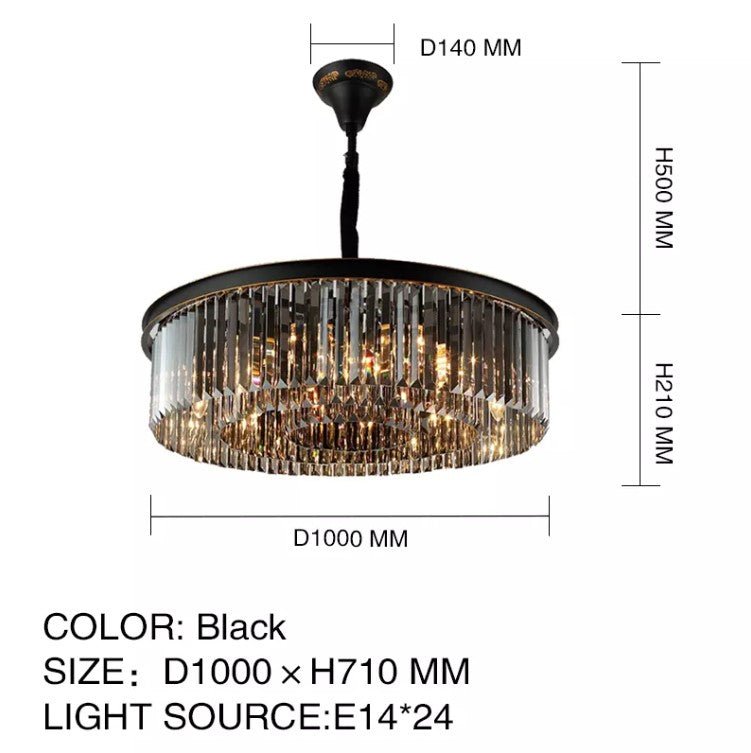 Black Crystal Round Shape Luxury Chandelier For Living Room Dining Room - ATY Home Decor