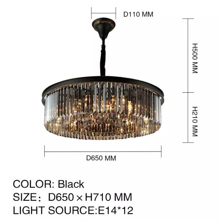 Black Crystal Round Shape Luxury Chandelier For Living Room Dining Room - ATY Home Decor