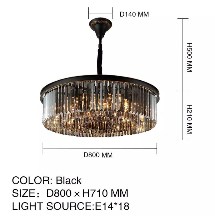 Black Crystal Round Shape Luxury Chandelier For Living Room Dining Room - ATY Home Decor