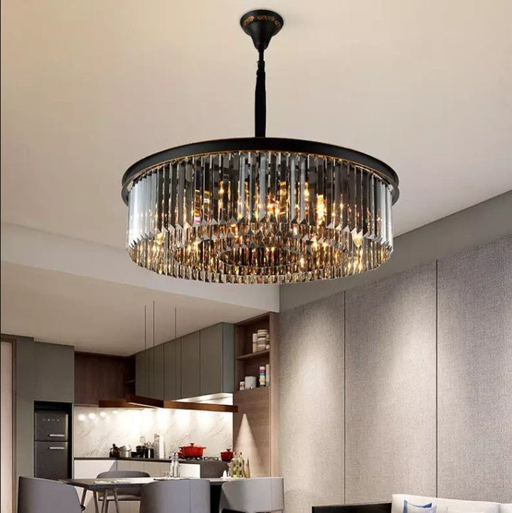 Black Crystal Round Shape Luxury Chandelier For Living Room Dining Room - ATY Home Decor