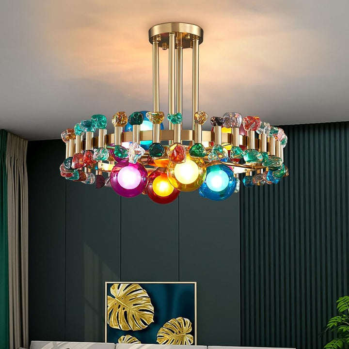Colorful Modern Crystal Chandelier For Living And Dining Room
