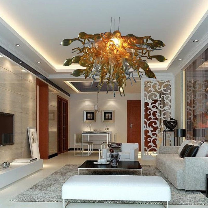 Contemporary Murano Glass Chandelier Lamps Copper Crystal Chandelier Lighting