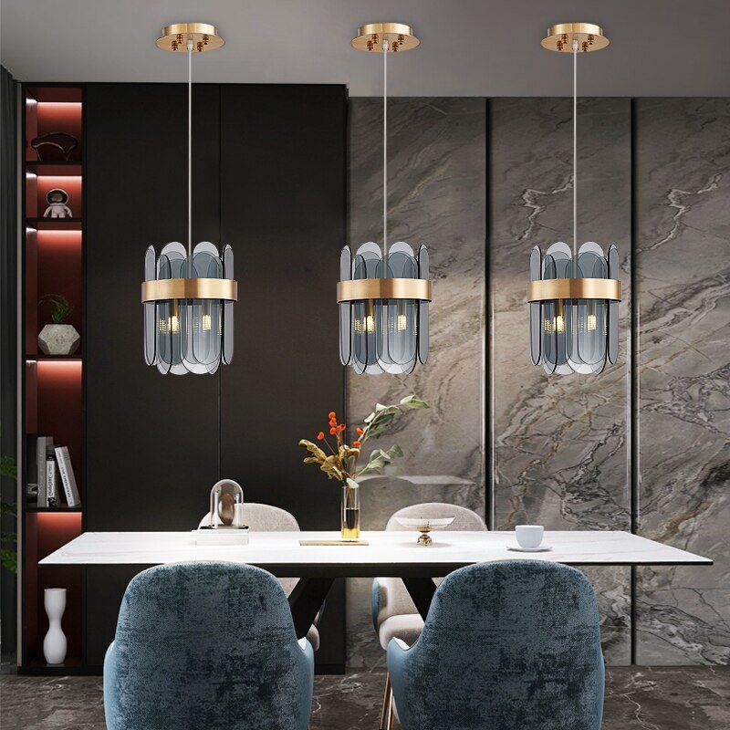 Lámpara colgante de cristal creativa para el comedor Decoración casera moderna Isla de cocina Lámpara colgante