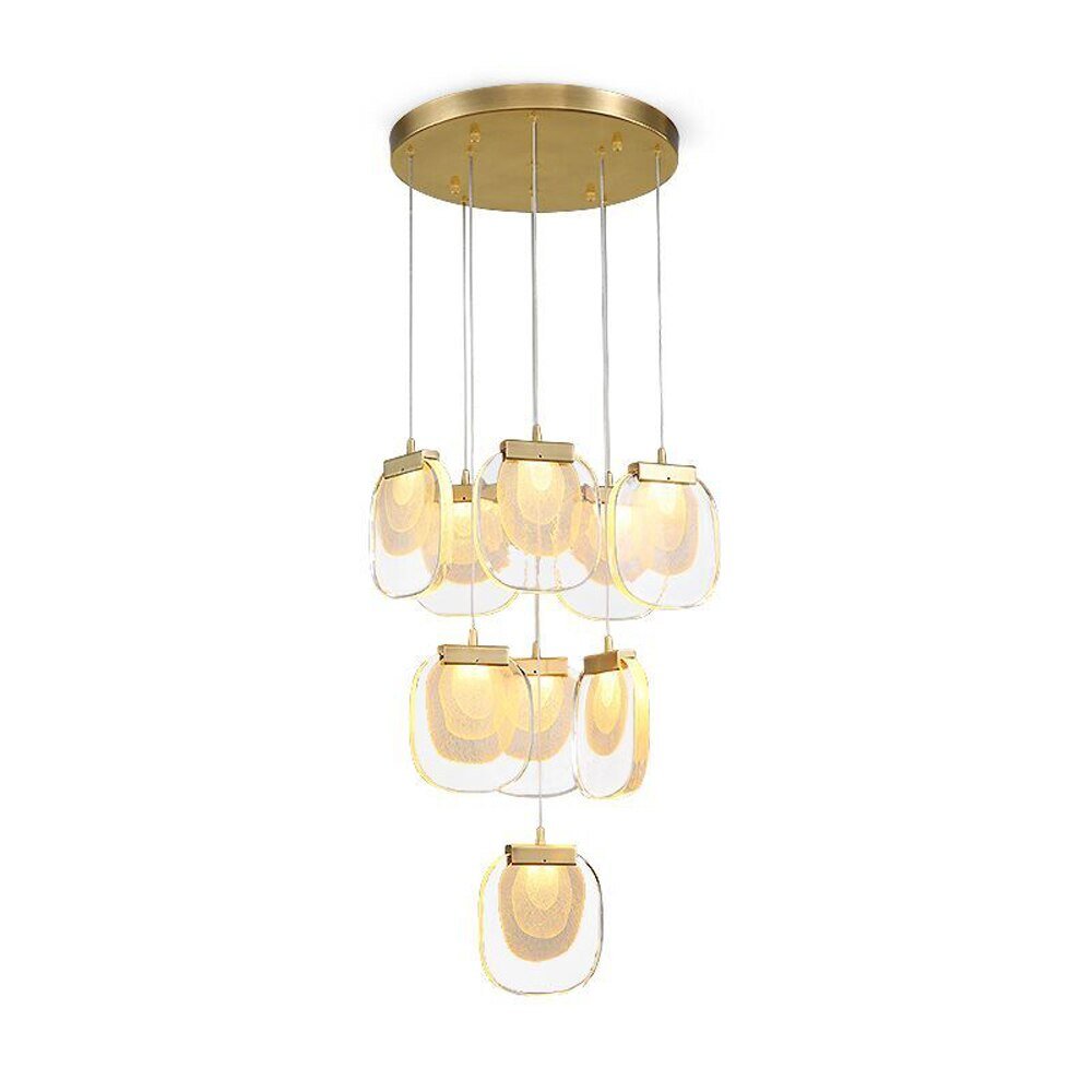 Dining Room Modern LED Chandelier Glass Lamp Gold Staircase Lighting