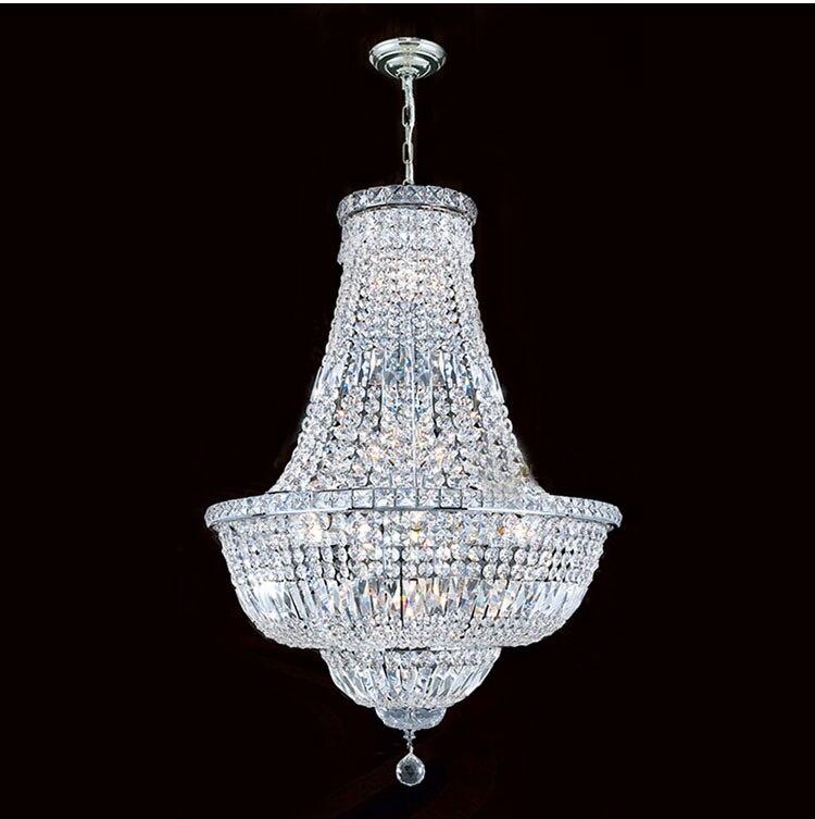 French Empire Crystal Chandelier in Gold or Chrome Finish