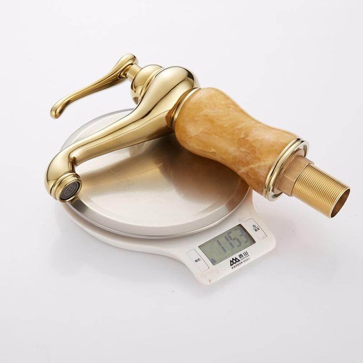 Gold Jade Ware Bathroom Faucet Single Handle Single Hole Sink Basin Faucet Cold Hot Water Mixer Bathroom Accessories