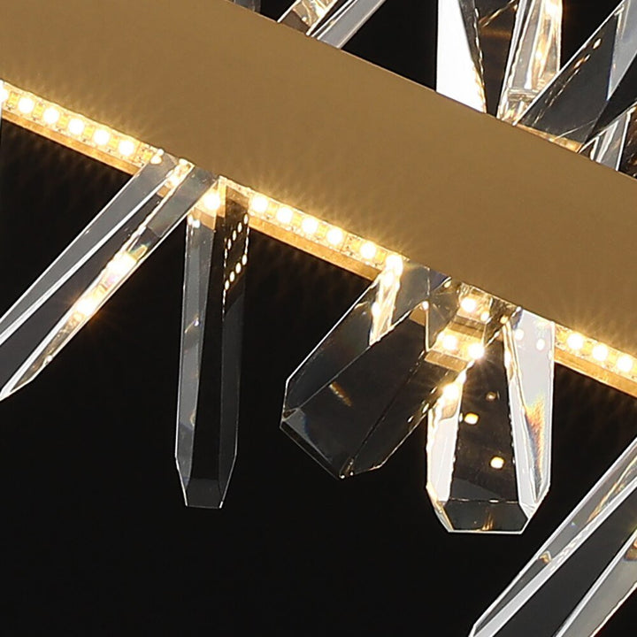 Gold Modern Rectangle Crystal Chandelier For Living Room Dining Room Kitchen Island