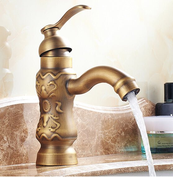 High Quality Antique Luxury Art Carved Bathroom Single Lever Design Sink Faucet Basin Faucet Tap Mixer