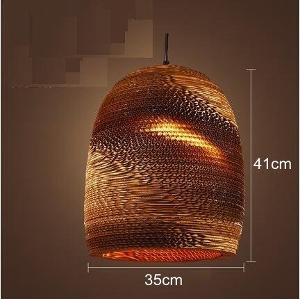 Industrial Modern Nordic Pendant Corrugated Paper Lamp Lights Hanging Lighting for Home Dining Room Cafe Bar Decoration