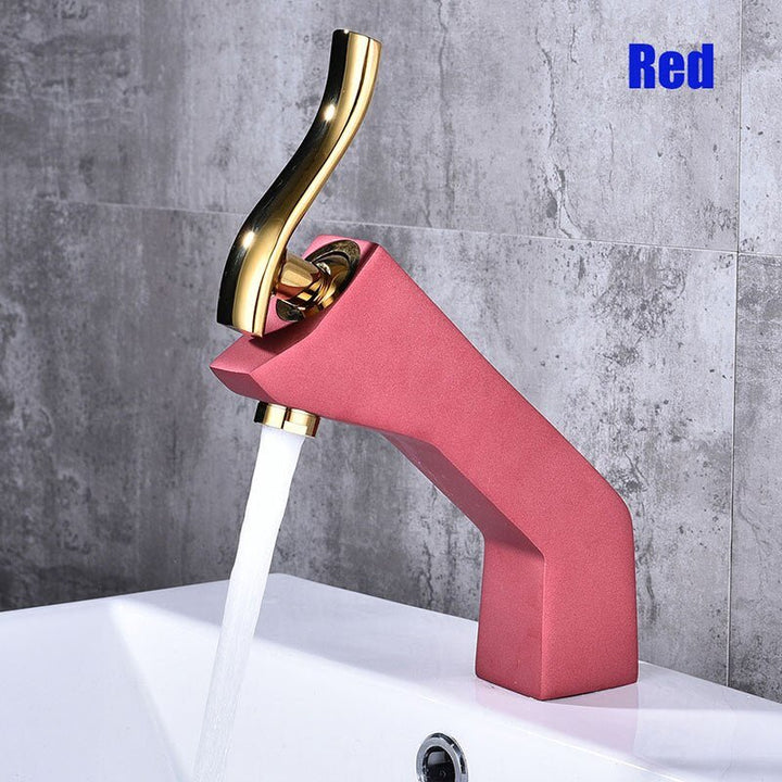 Innovador 1 juego de grifos de lavabo multicolores para el hogar Grifos de agua fría y caliente Cromo Negro Blanco Rojo Dorado Púrpura Grifo del lavabo del baño
