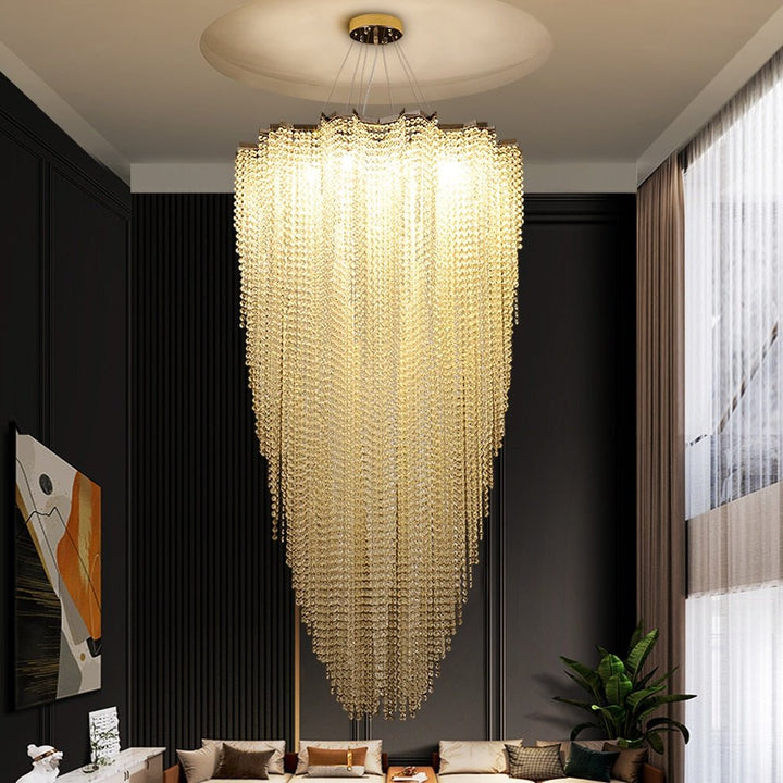 Large Round Shape Modern Crystal Chandelier For Living Room Staircase