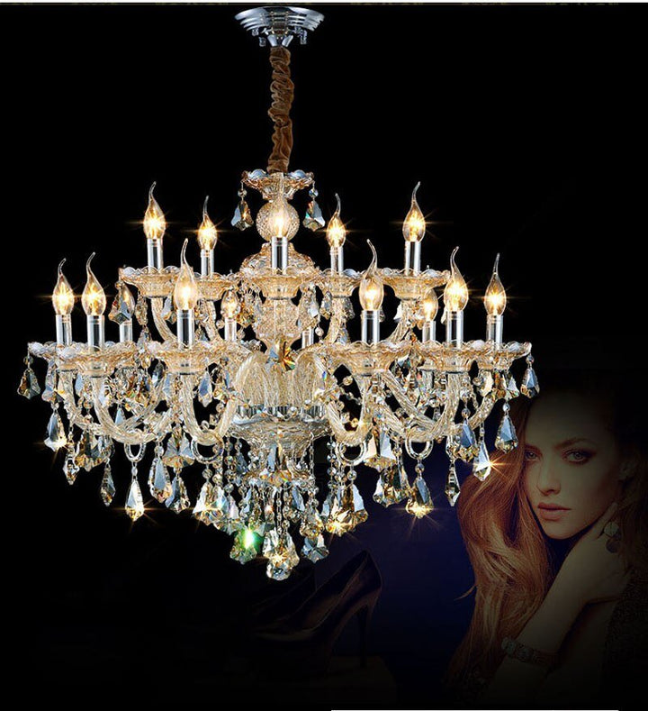 Lighting Luxury Candle Crystal Chandeliers Light K9 Cognac Crystal Chandeliers Lustre Light Lighting