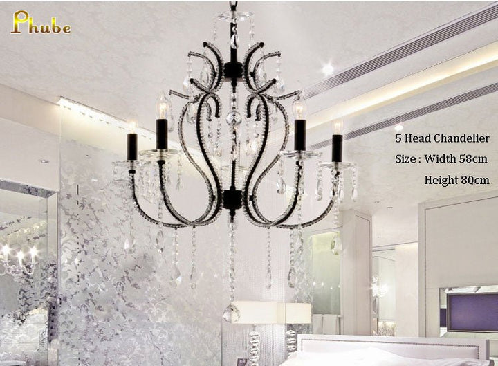 Lighting Luxury Chandeliers Light K9 Crystal Chandeliers Lustre Villa Black Chandeliers Light Lighting