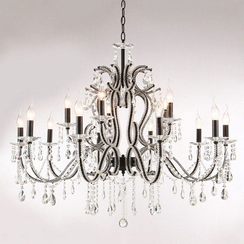 Lighting Luxury Chandeliers Light K9 Crystal Chandeliers Lustre Villa Black Chandeliers Light Lighting