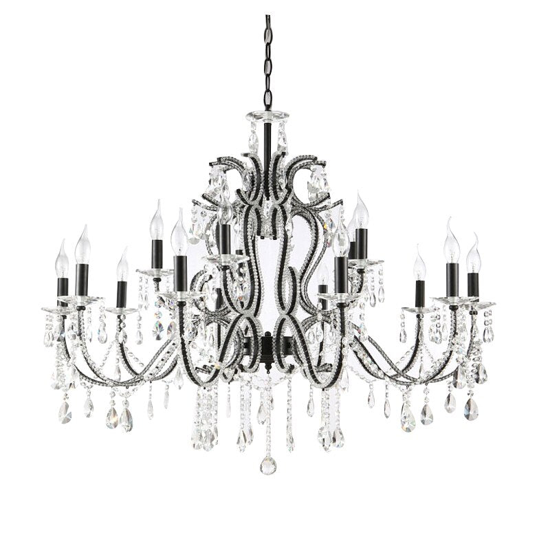 Lighting Luxury Chandeliers Light K9 Crystal Chandeliers Lustre Villa Black Chandeliers Light Lighting