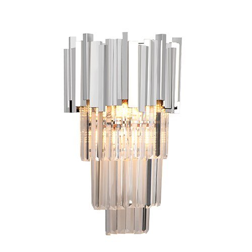 Sophisticated Crystal Wall Sconce in Gold, Chrome, or Black for Living Room, Bedroom, and Hallway Illumination