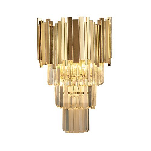 Sophisticated Crystal Wall Sconce in Gold, Chrome, or Black for Living Room, Bedroom, and Hallway Illumination