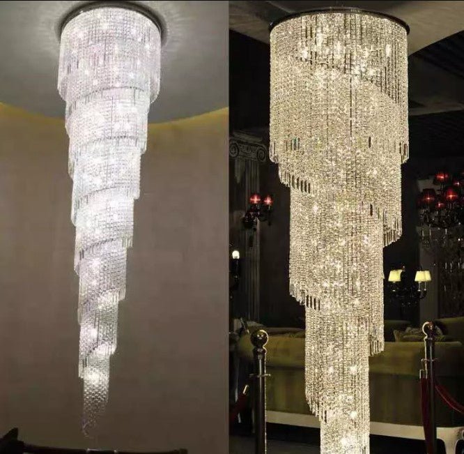 Luxury Modern Crystal Bead Chandelier For Staircase Long Loft Black Light Fixture