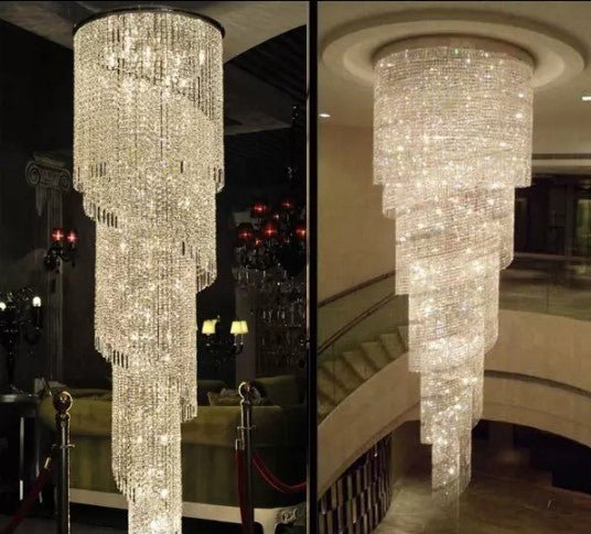 Luxury Modern Crystal Bead Chandelier For Staircase Long Loft Black Light Fixture