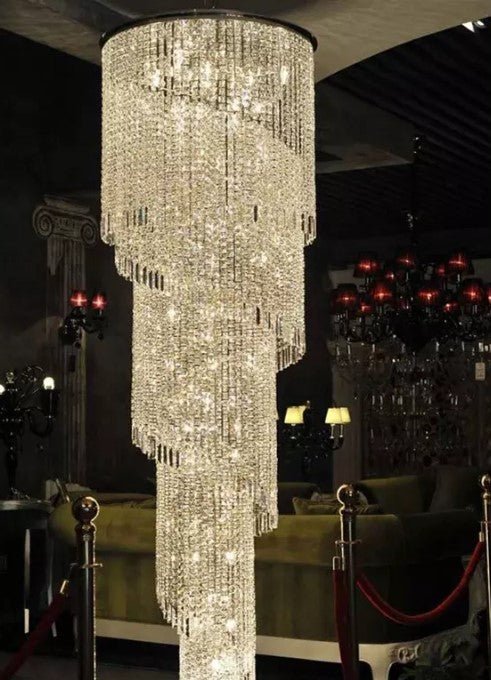 Luxury Modern Crystal Bead Chandelier For Staircase Long Loft Black Light Fixture