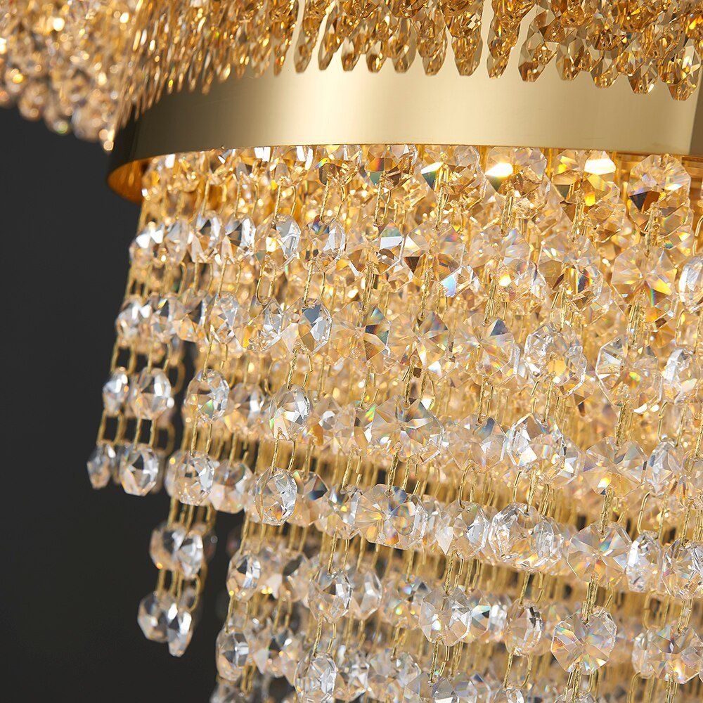 Luxury Modern Gold Crystal Chandelier Kitchen Lamp Dining Room Rectangle Light Fixture Lustre