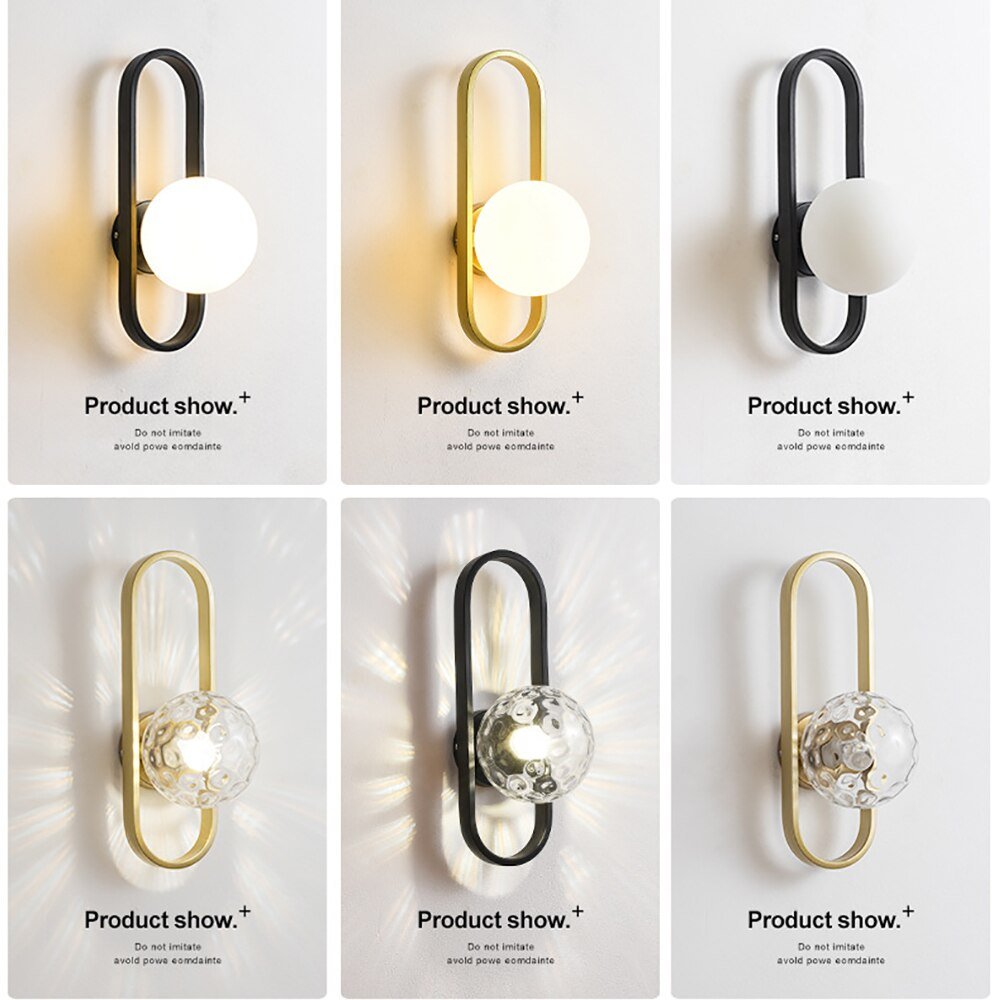 Pasillo de cristal minimalista Lámpara de pared Balcón Pasillo Porche Dormitorio Apliques creativos