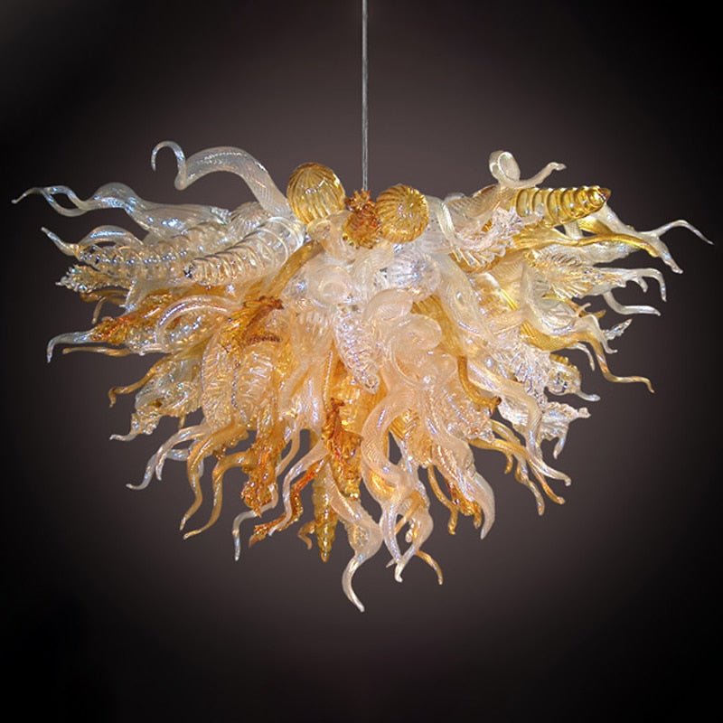 Modern Art Amber Hanging Lamps Hand Blown Glass LED Chandelier