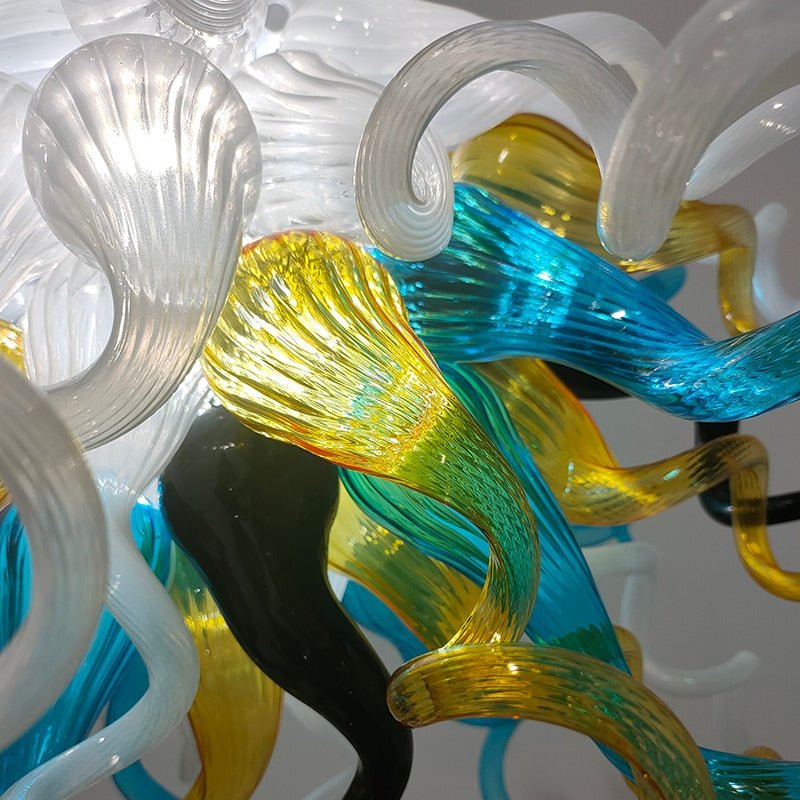 Arte Moderno Lámpara de vidrio soplado multicolor Araña de cristal soplado a mano