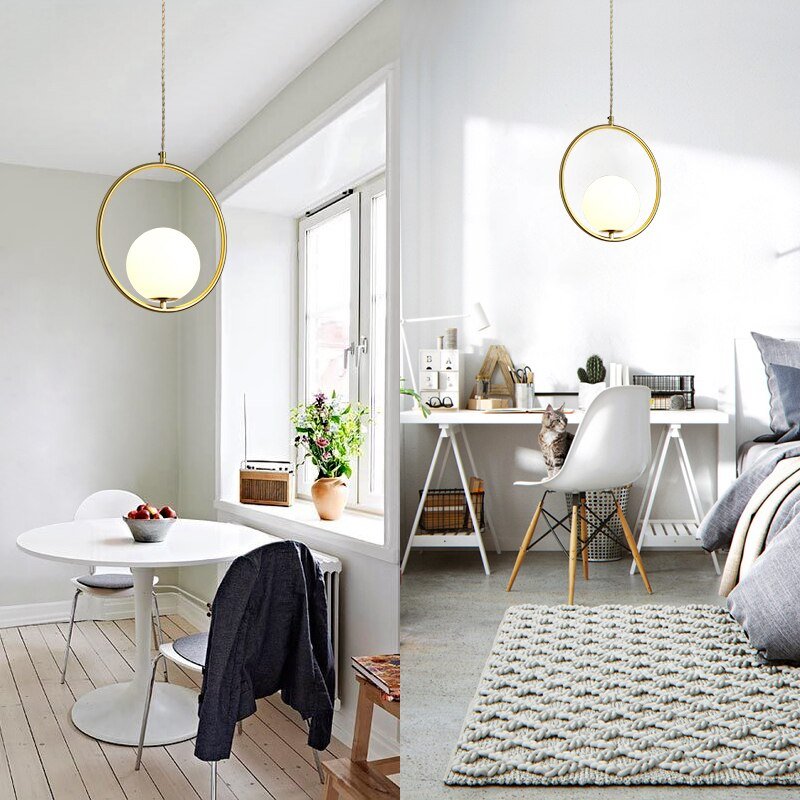 Modern Chandelier Restaurant Living Room Golden Copper Material Glass Ball Chandelier Home Lighting Restaurant Decoration