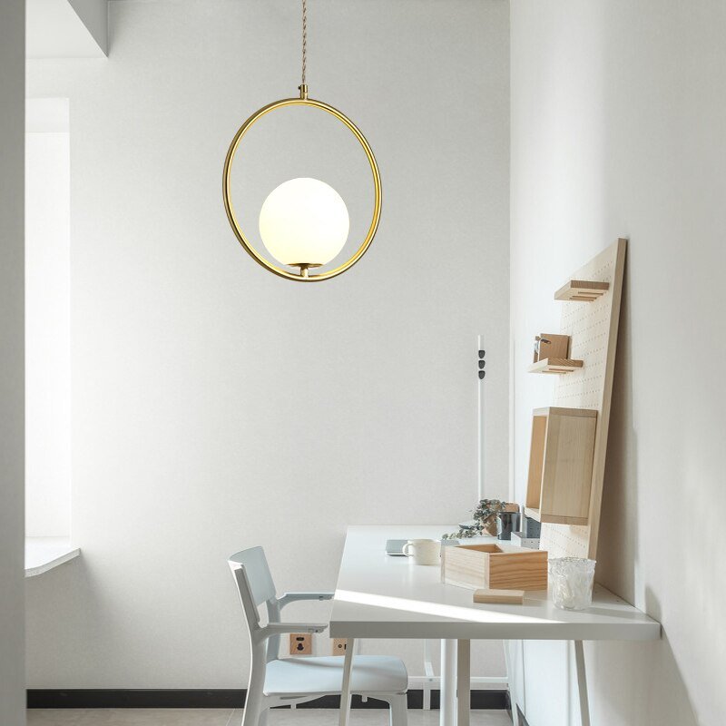 Modern Chandelier Restaurant Living Room Golden Copper Material Glass Ball Chandelier Home Lighting Restaurant Decoration