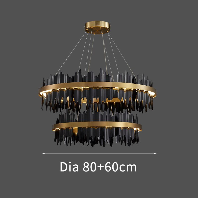 Contemporary Black and Gold Circle LED Chandelier for Living Room, Dinning, Lobby, and Hotel Lighting