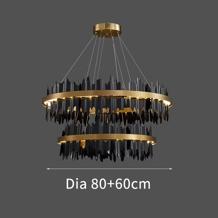 Contemporary Black and Gold Circle LED Chandelier for Living Room, Dinning, Lobby, and Hotel Lighting