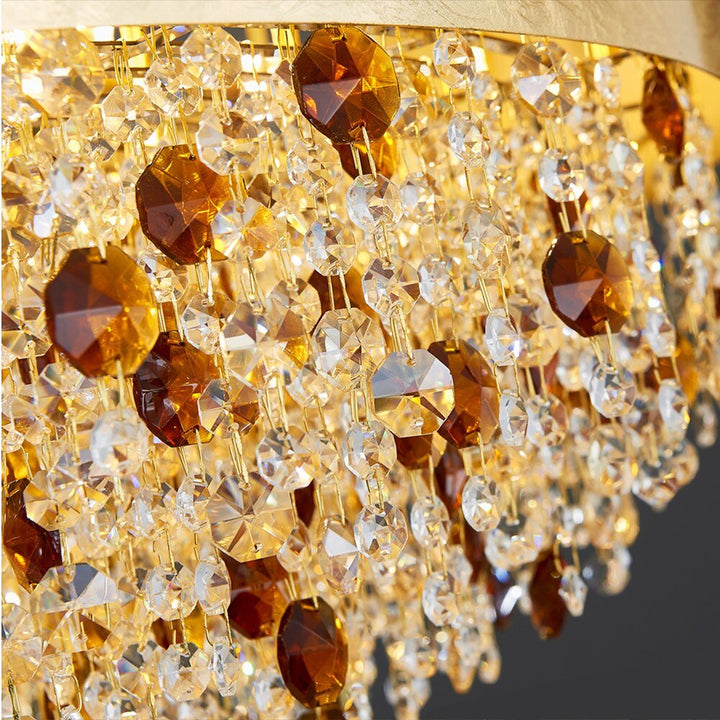 Moderna araña de cristal para el comedor de oro colgando de iluminación LED de la lámpara de lujo Ronda de Decoración para el Hogar