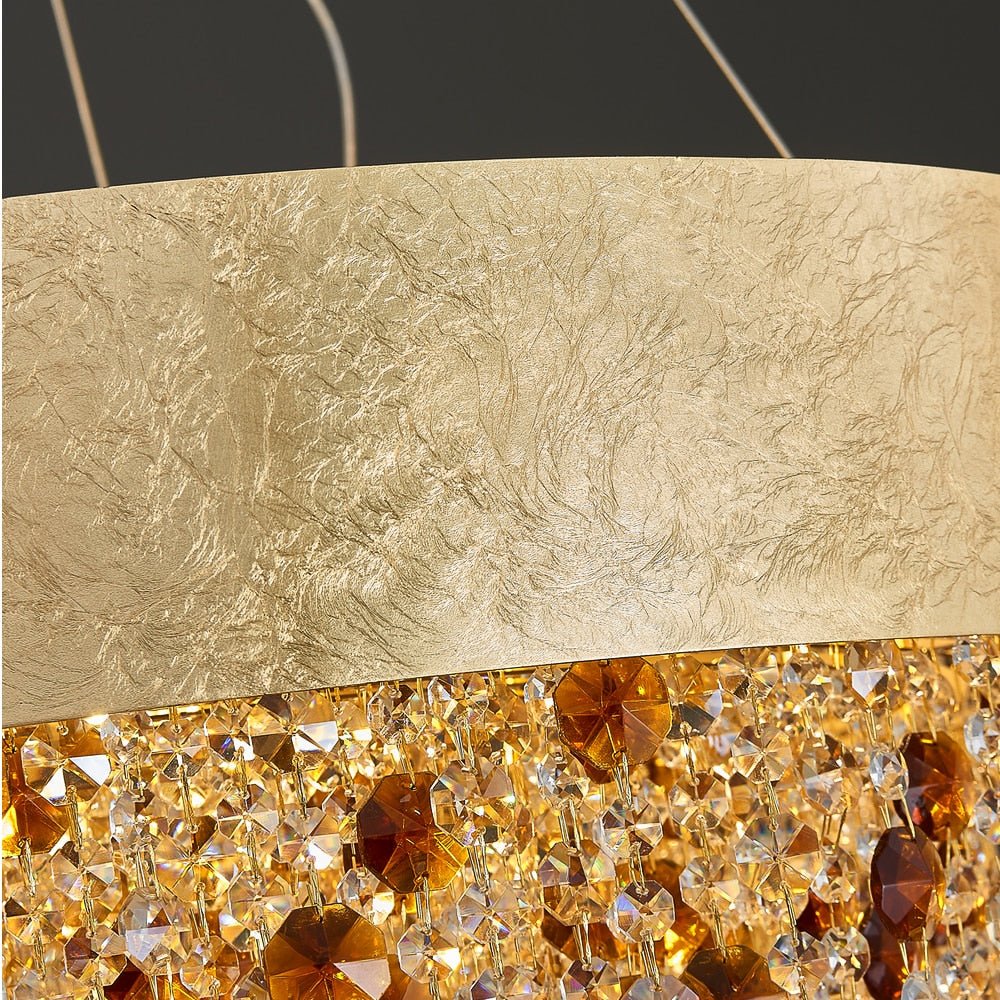 Moderna araña de cristal para el comedor de oro colgando de iluminación LED de la lámpara de lujo Ronda de Decoración para el Hogar